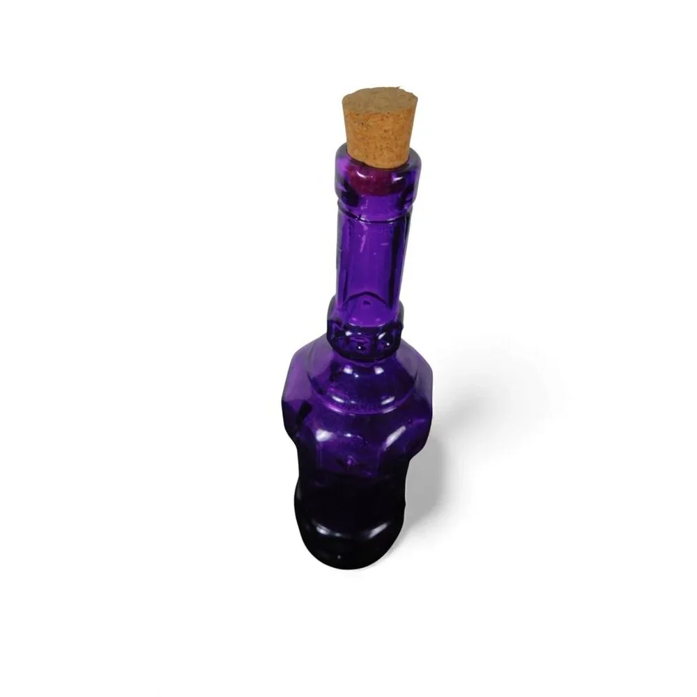 Purple Decorative Glass Bottle with Leather Carry Strap